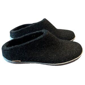 Glerups Wool Felt Slip-On Slippers Size 37 us size 7w 6m Unisex Black Warm Cozy